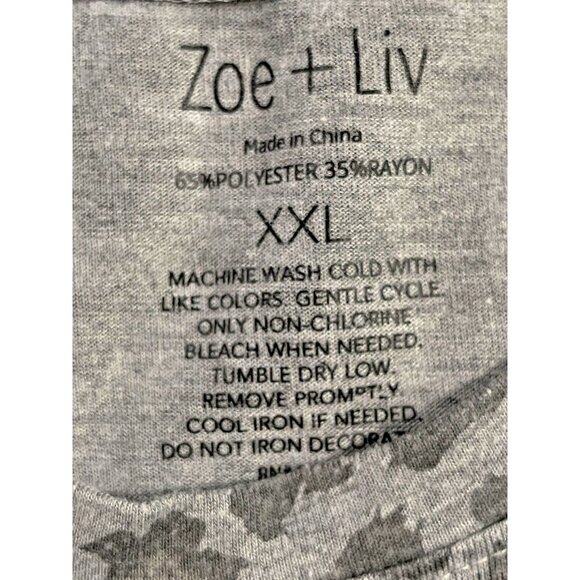 Zoe + Liv Gray Leopard Print T-Shirt SIZE-XXL - Picture 3 of 6